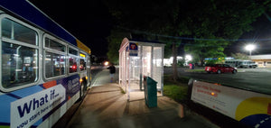 Image of bus shelter with solar lighting